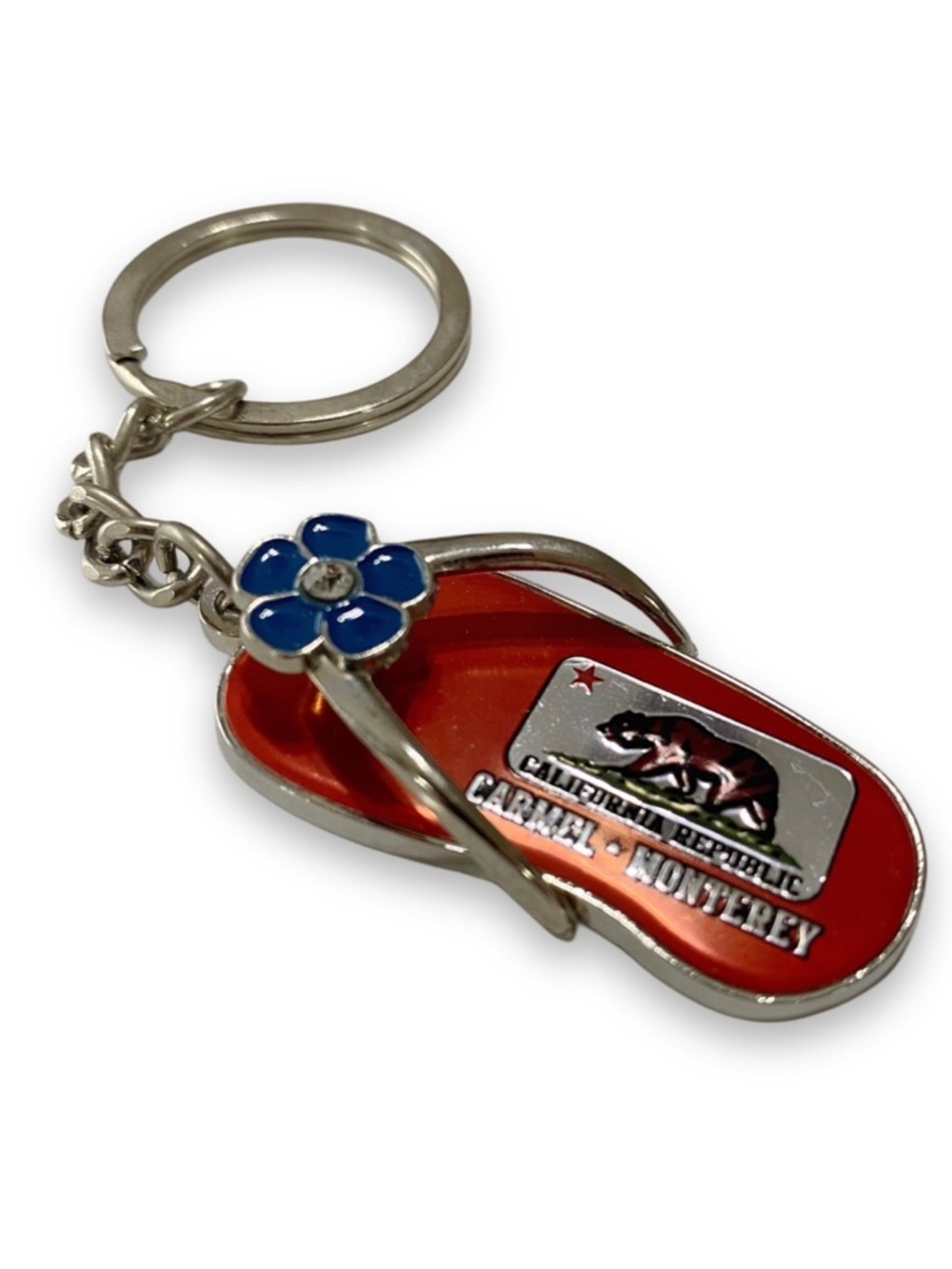 California Republic Carmel Monterey Red Flip Flop Metal Souvenir Keychain
